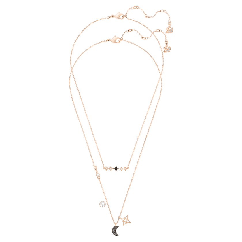 swarovski glowing necklace set  moon  multi coloured  mixed plated