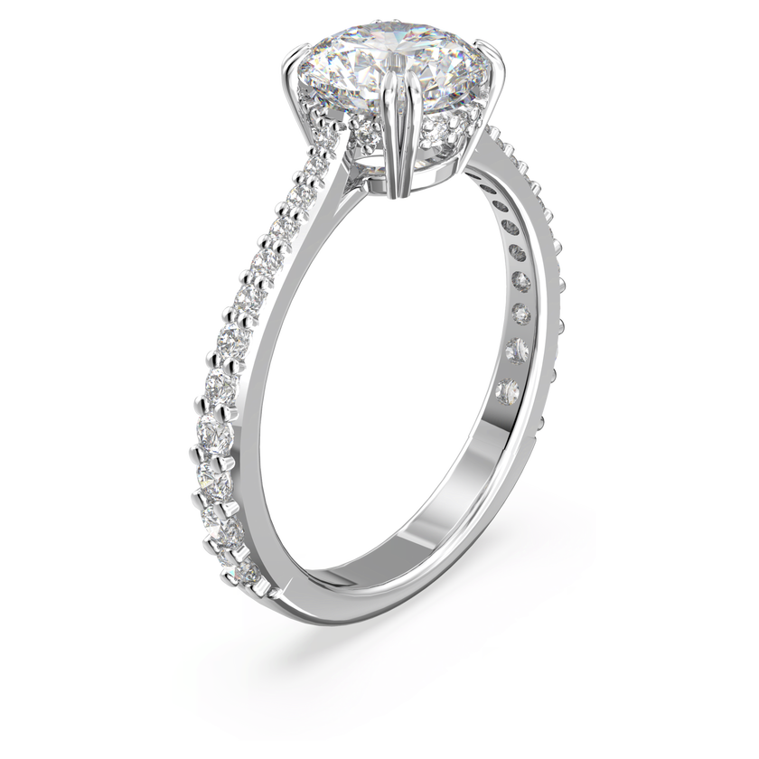 swarovski stilla ring  set  2   round cut  white  rhodium plated