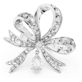 swarovski volta cocktail ring bow large white rhodium plated