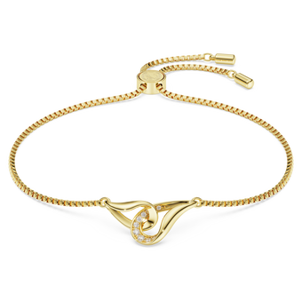 swarovski classica bracelet  round cut  interlocking  white  sterling silver  18k gold finish