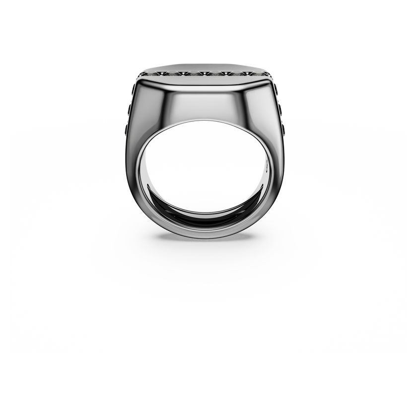 swarovski dextera octagon ring  octagon shape  round cut  black  ruthenium plated
