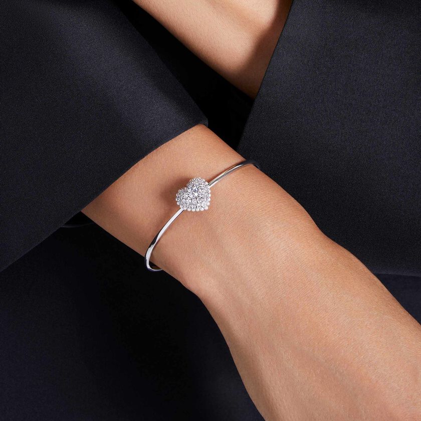 swarovski idyllia bangle  heart  white  rhodium plated