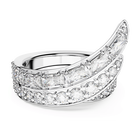 swarovski hyperbola cocktail ring carbon neutral zirconia mixed cuts double bands white rhodium plated