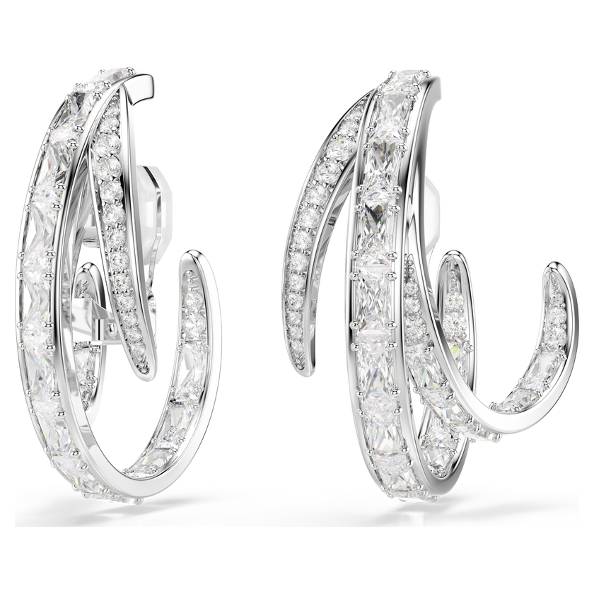 swarovski vienna clip earrings  mixed cuts  white  rhodium plated