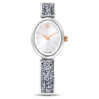 swarovski crystal rock oval watch swiss made metal bracelet white stainless steel
