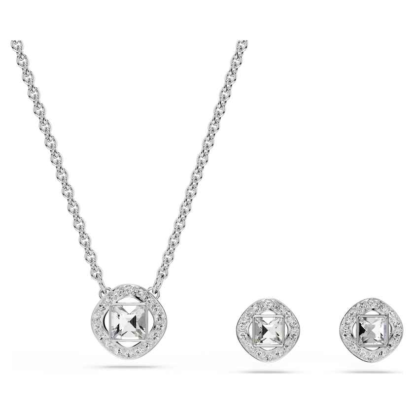 swarovski una angelic set  round cut  white  rhodium plated