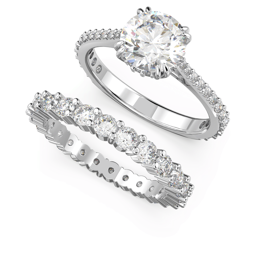 swarovski stilla ring  set  2   round cut  white  rhodium plated