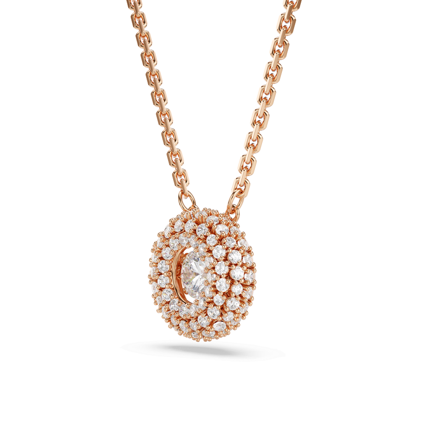 swarovski sublima pendant  round cut  white  18k rose gold finish