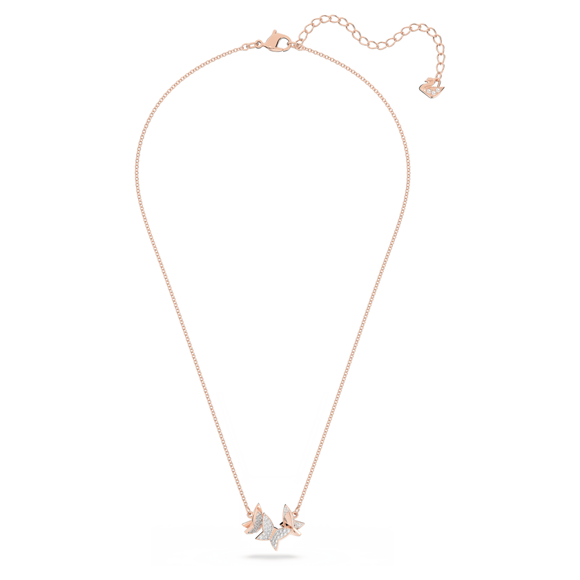 swarovski lilia necklace  butterfly  white  rose gold tone plated
