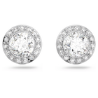 swarovski angelic stud earrings round cut white rhodium plated