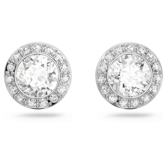 swarovski angelic stud earrings round cut white rhodium plated