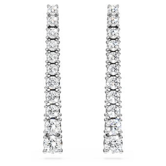 swarovski eternity drop earrings  lab grown diamonds 1 3 ct tw  round shape  18k white gold