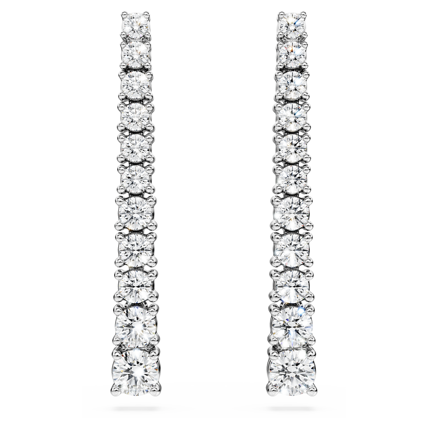 swarovski eternity drop earrings  lab grown diamonds 1 3 ct tw  round shape  18k white gold