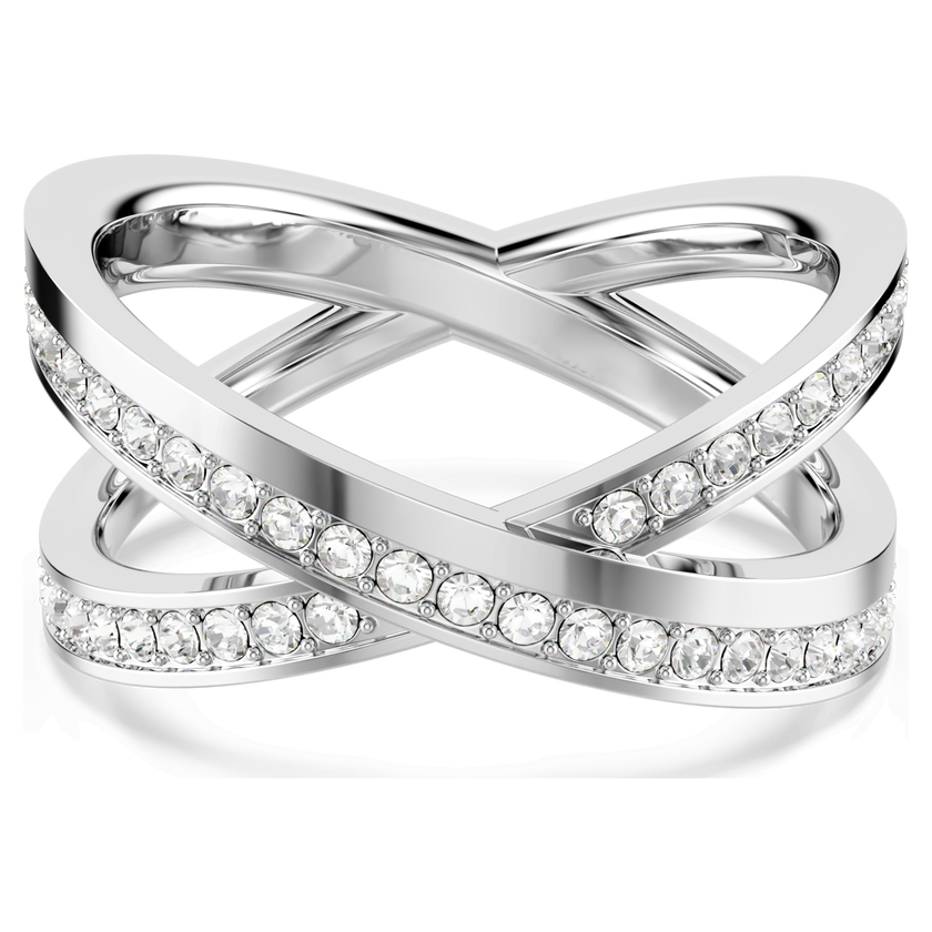 swarovski delta ring  round cut  white  rhodium plated