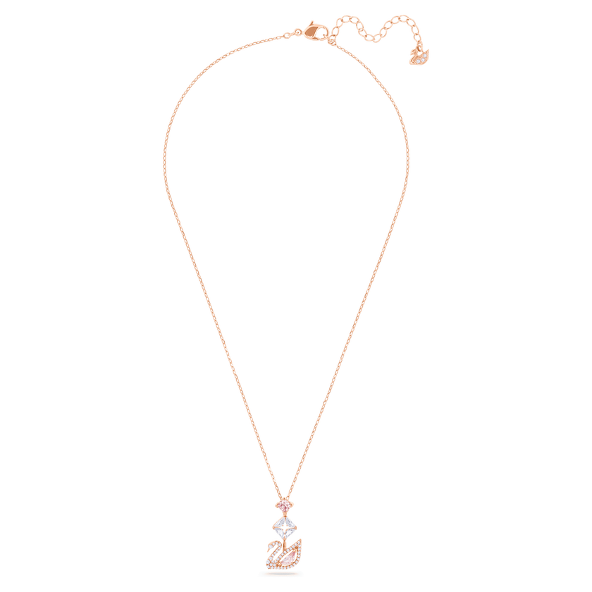 swarovski swan pendant  swan  pink  rose gold tone plated