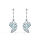 Shell Nautilus Pierced Earrings, Aqua, Rhodium plated