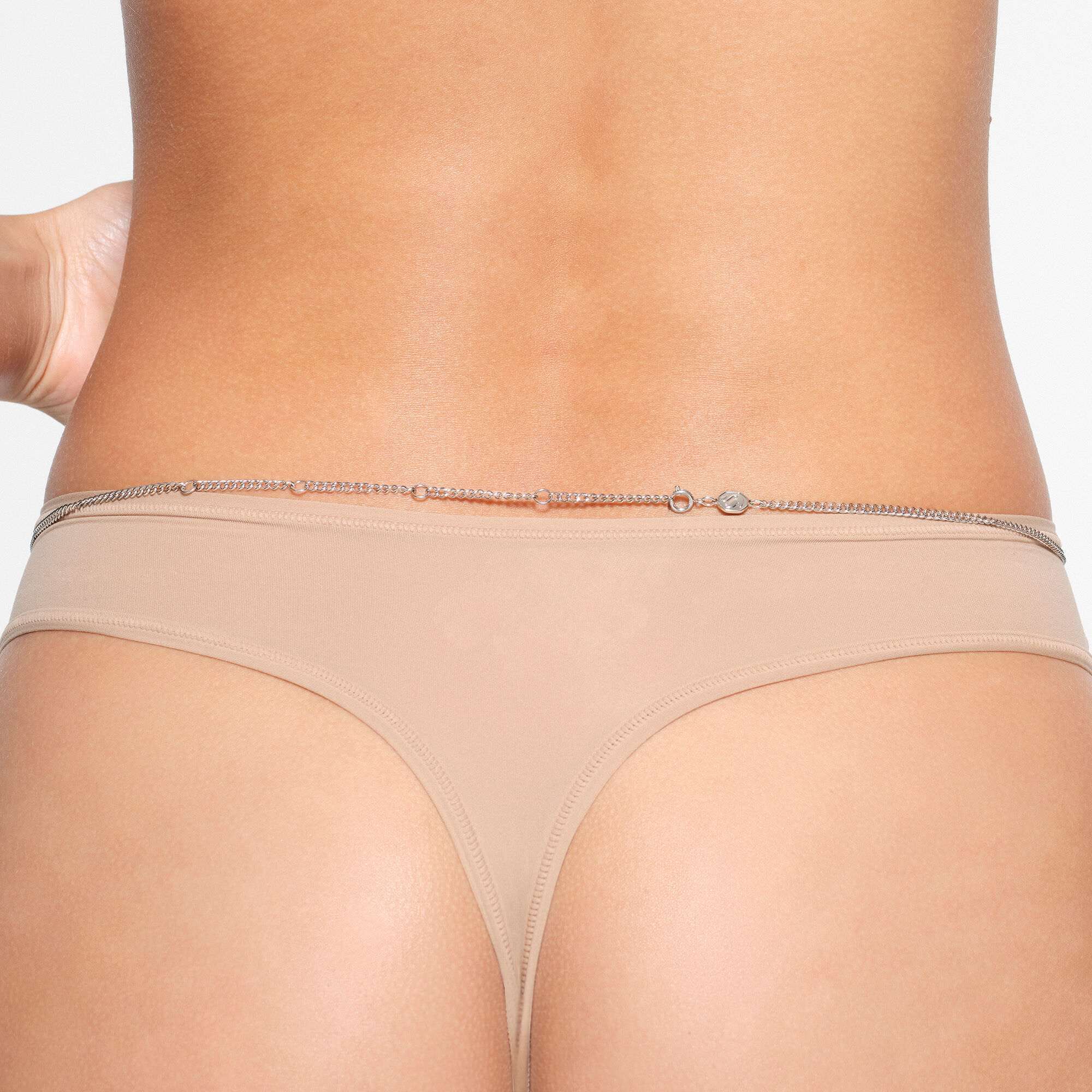 swarovski x skims belly chain  imperial cut  white  stainless steel