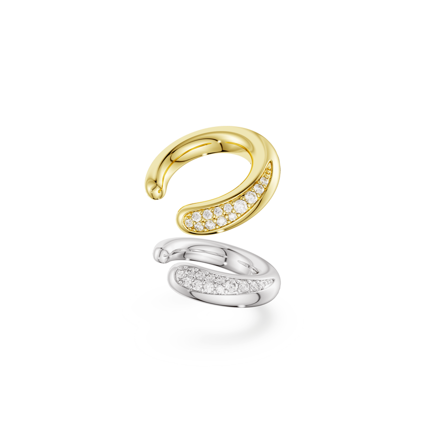 swarovski classica ear cuffs  round cut  white  sterling silver  18k gold finish
