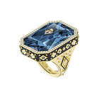Tarot Magic Cocktail Ring, Blue, Gold-tone plated