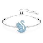 swarovski iconic swan bangle swan blue rhodium plated