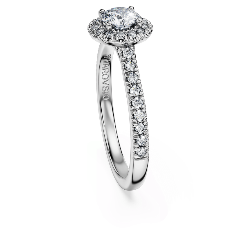 swarovski eternity halo solitaire ring  lab grown diamonds 0 8 ct tw  round shape  18k white gold
