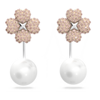 Latisha earring jackets, Flower, Pink, Rhodium plated