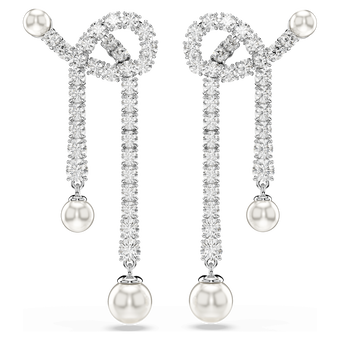 swarovski matrix drop earrings crystal pearl round cut white rhodium plated