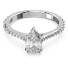 Millenia cocktail ring, Pear cut, Pavé, White, Rhodium plated