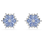 swarovski magic stud earrings  snowflake  blue  rhodium plated