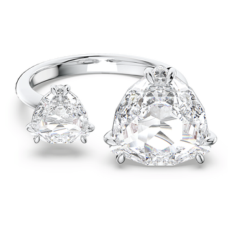 swarovski millenia cocktail ring  triangle cut crytsals  white  rhodium plated