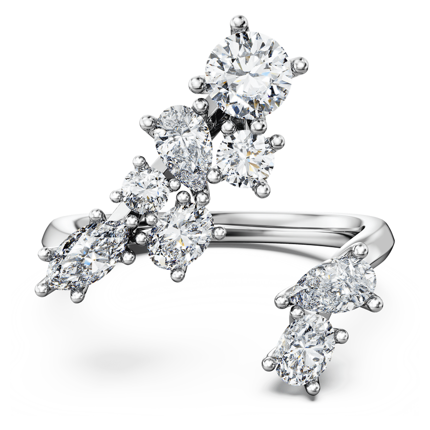swarovski galaxy bypass ring  lab grown diamonds 1 25 ct tw  mixed shapes  18k white gold