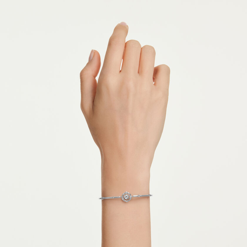 swarovski constella bangle  round cut  dancing stone  white  rhodium plated