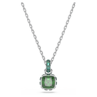 Birthstone pendant, Square cut, May, Green, Rhodium plated