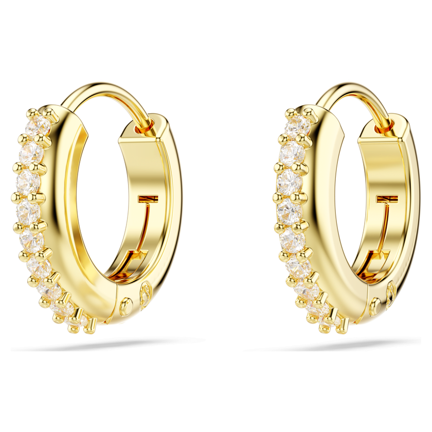 swarovski matrix hoop earrings  round cut  white  gold tone plated