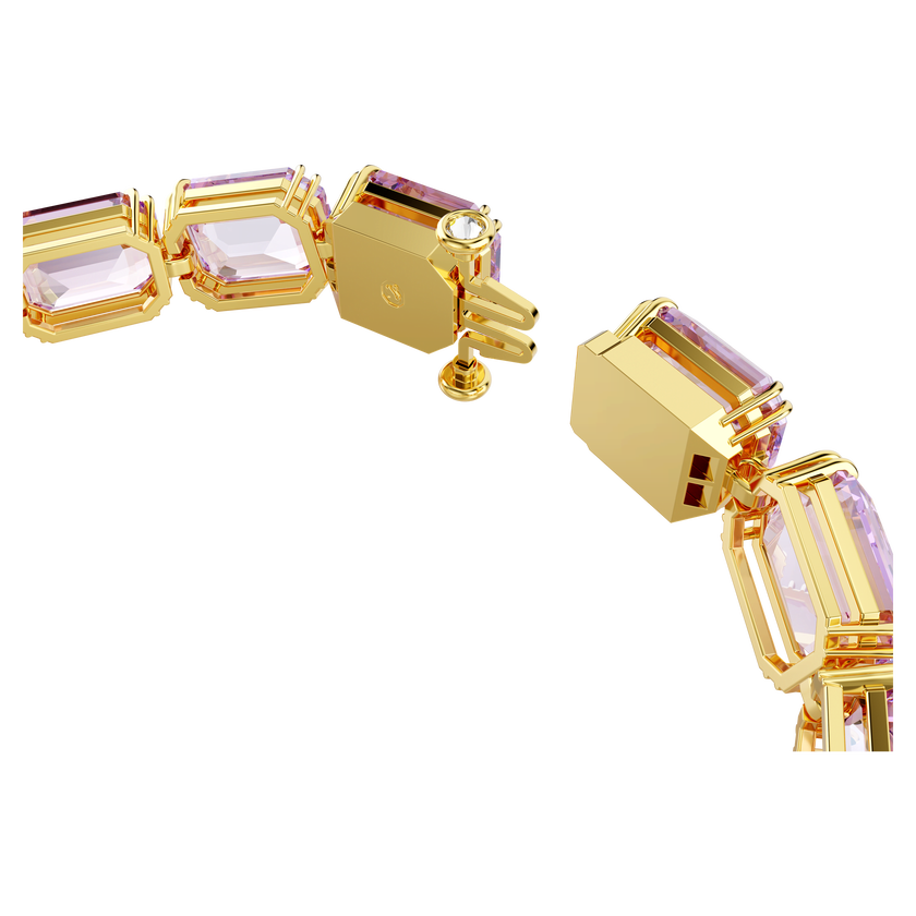swarovski millenia tennis bracelet  octagon cut  purple  gold tone plated