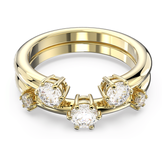 swarovski constella ring set 2 round cut white gold tone plated