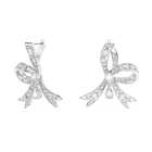 Volta drop earrings, Bow, White, Rhodium plated