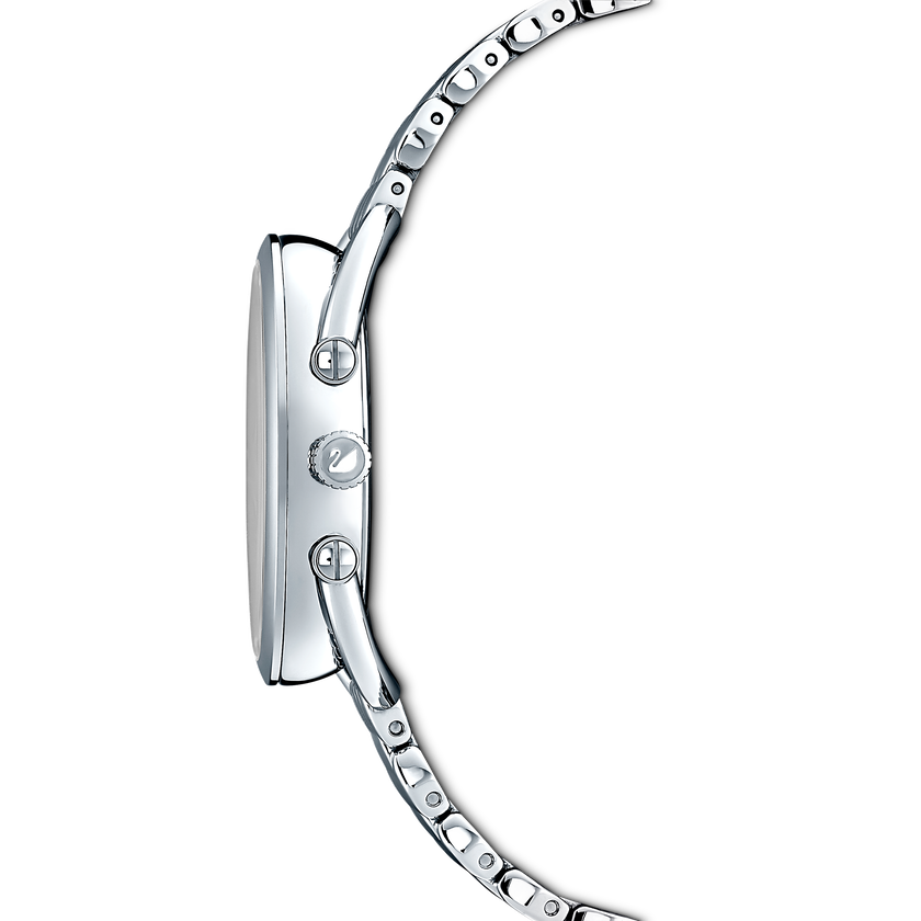 Crystalline Glam Watch, Metal Bracelet, Gray, Silver tone