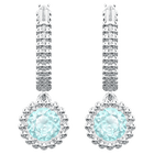 Oxygen Pierced Earrings, Green, Rhodium plating