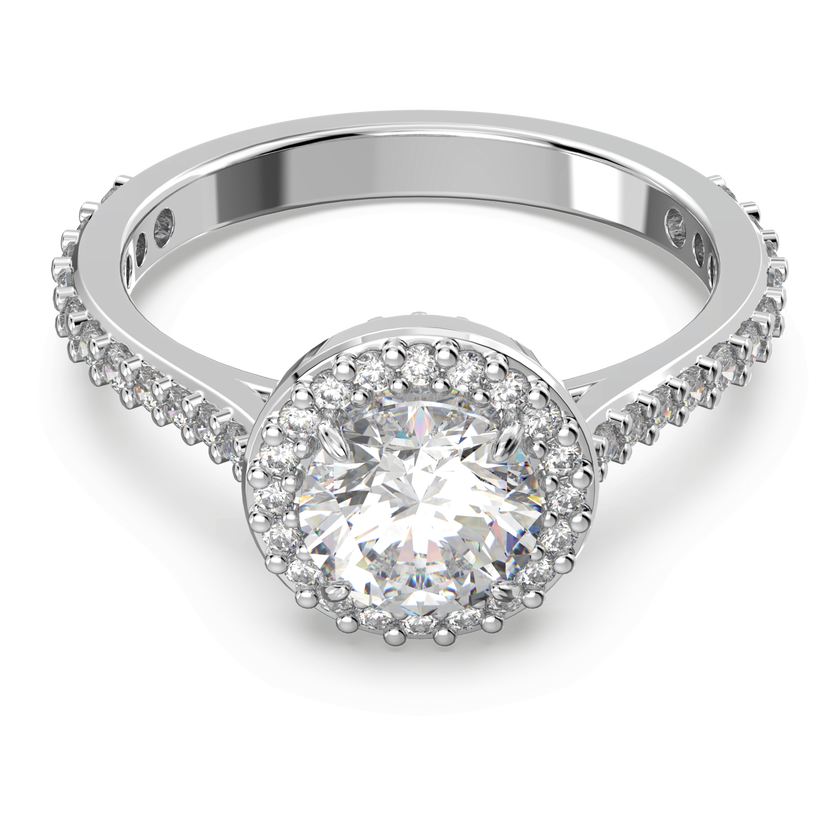 swarovski una angelic cocktail ring  round cut  pav   white  rhodium plated
