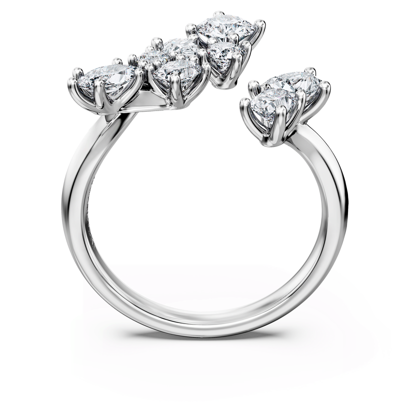 swarovski galaxy bypass ring  lab grown diamonds 1 25 ct tw  mixed shapes  18k white gold