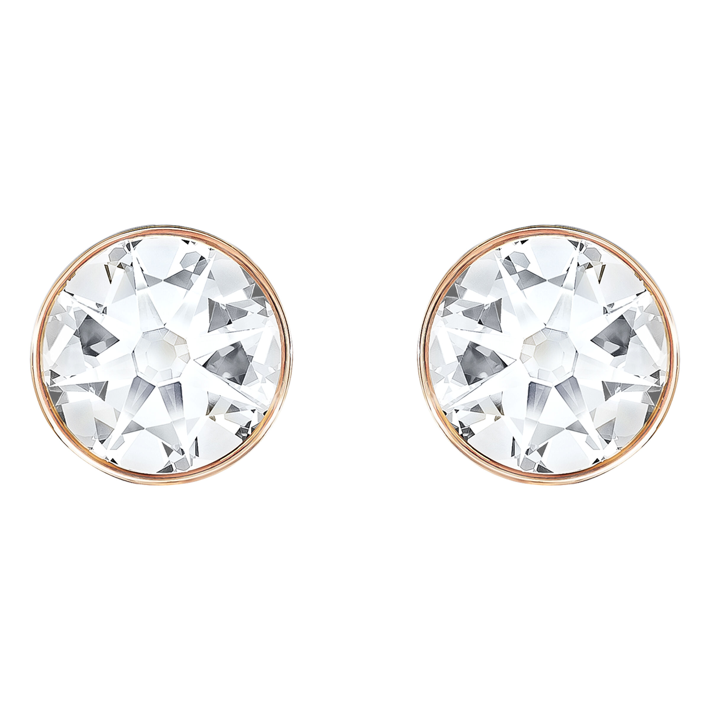 swarovski forward earring jackets  round cut  white  rose gold tone plated