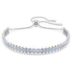 swarovski matrix bracelet  round cut  blue  rhodium plated