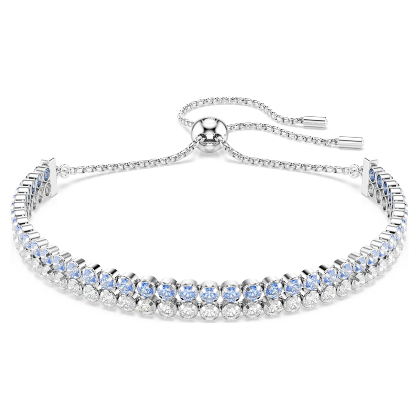 swarovski matrix bracelet  round cut  blue  rhodium plated