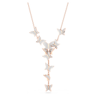 Lilia Y necklace, Butterfly, White, Rose gold-tone plated