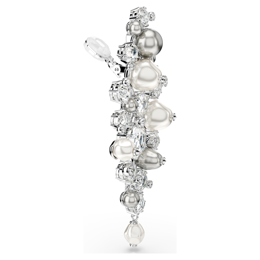 swarovski constella earrings  crystal pearl  round cut  white  rhodium plated
