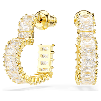 swarovski matrix hoop earrings baguette cut heart small white gold tone plated