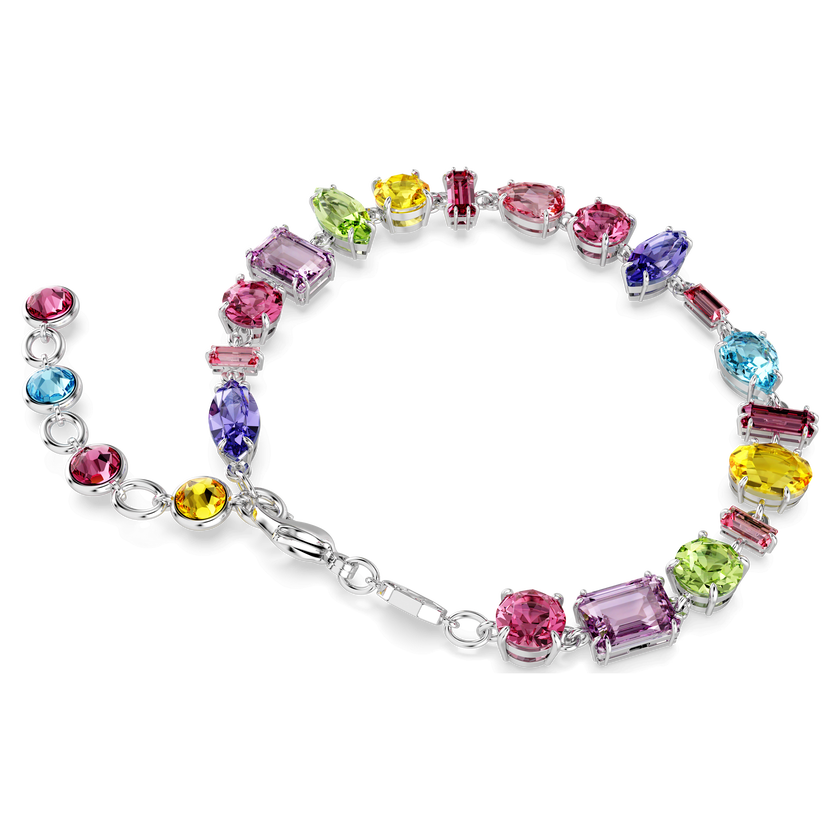swarovski gema bracelet  mixed cuts  multicolored  rhodium plated