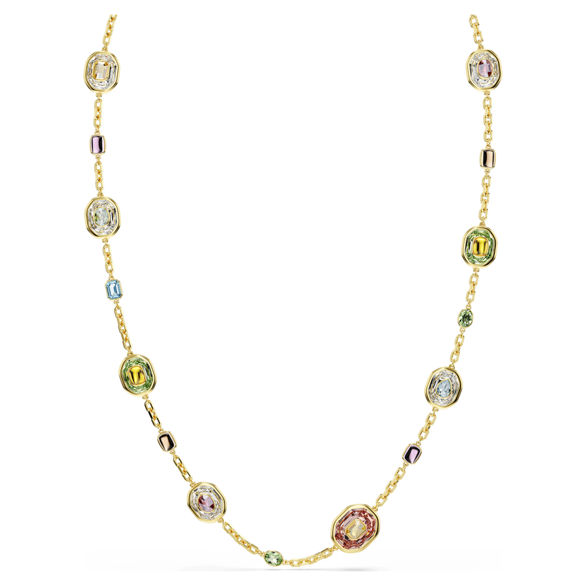 swarovski chroma strandage  octagon cut  multicolored  gold tone plated