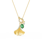 Stunning Ginko Necklace, Green, Gold-tone plated